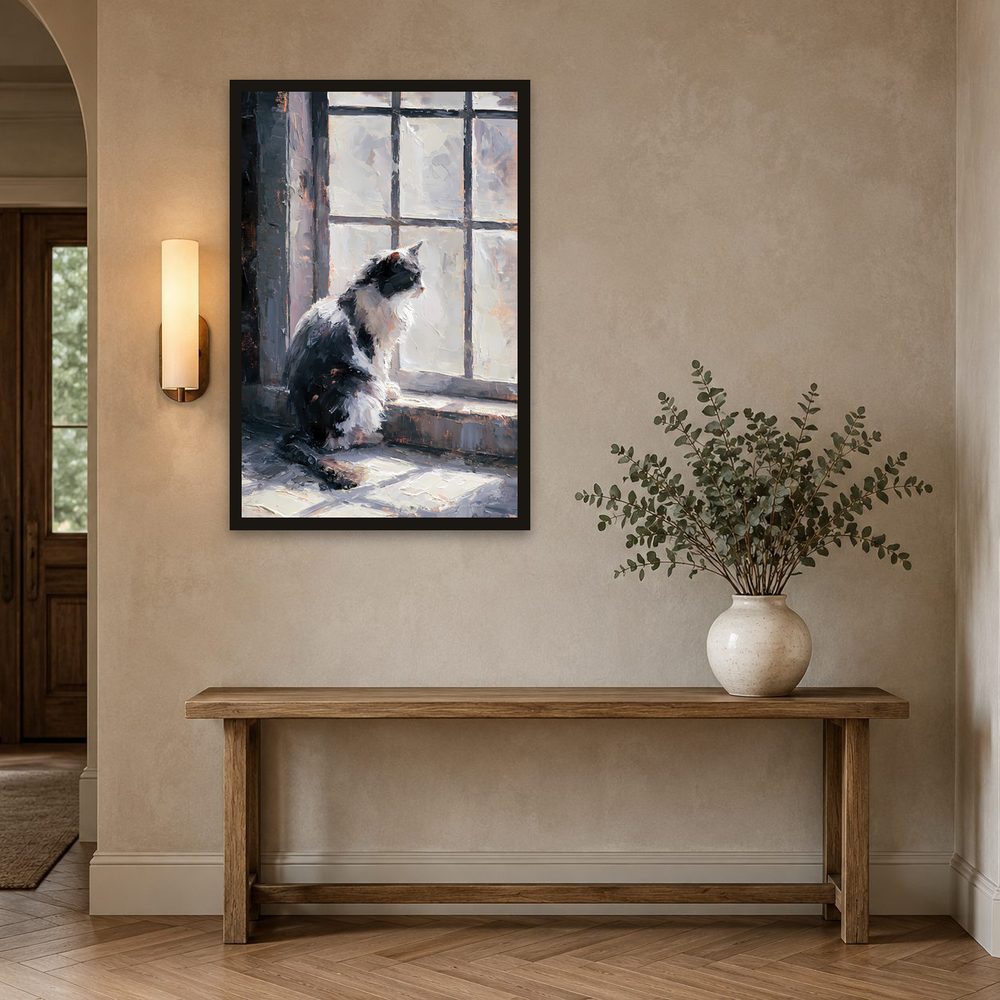 Tuxedo Cat impasto oil painting wall art by Brunelvi — Ansicht 2