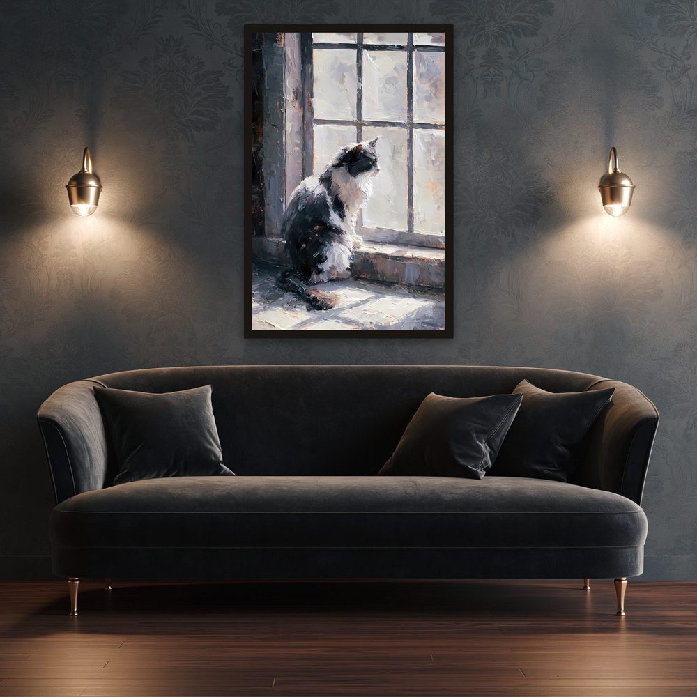 Tuxedo Cat impasto oil painting wall art by Brunelvi — Ansicht 3