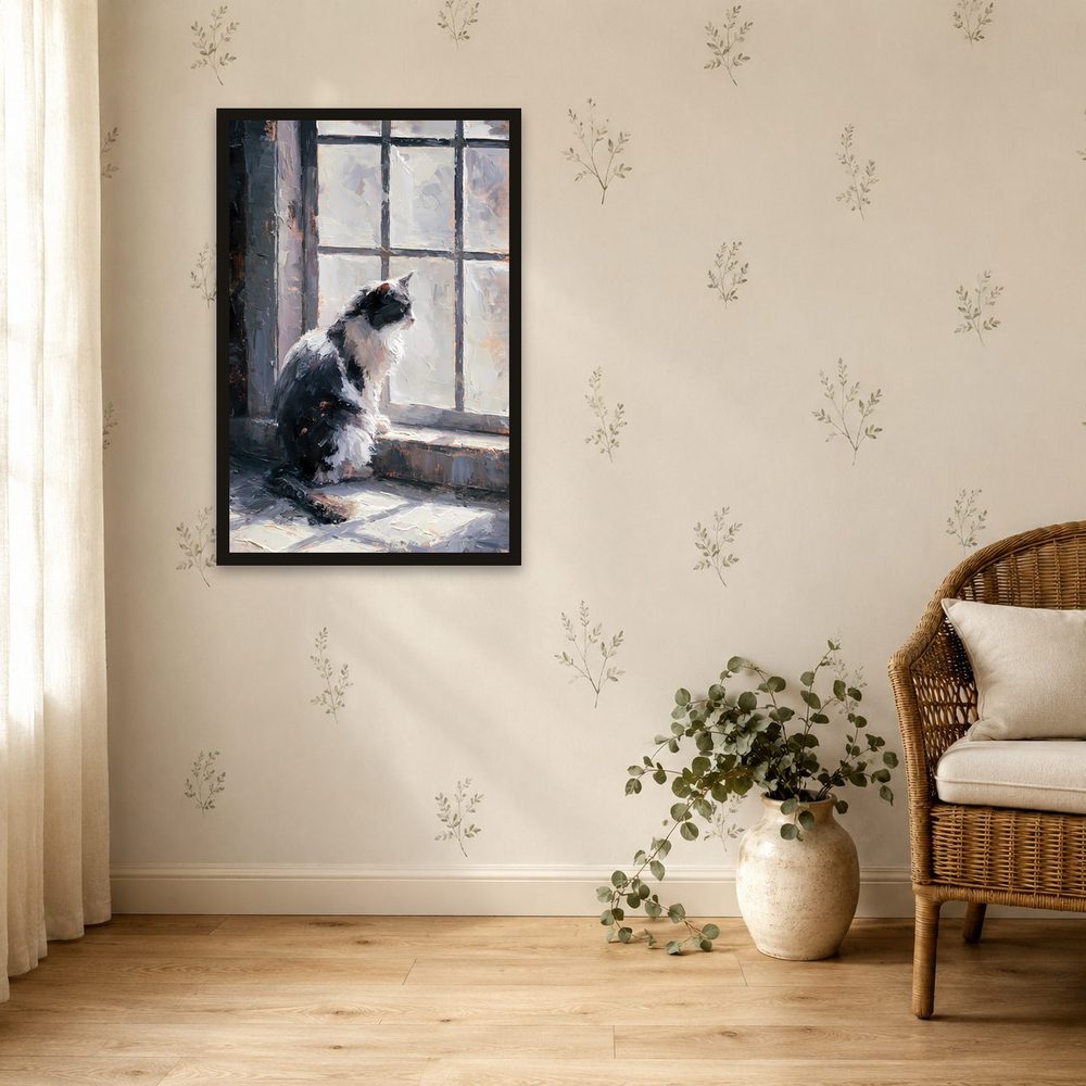Tuxedo Cat impasto oil painting wall art by Brunelvi — Ansicht 4