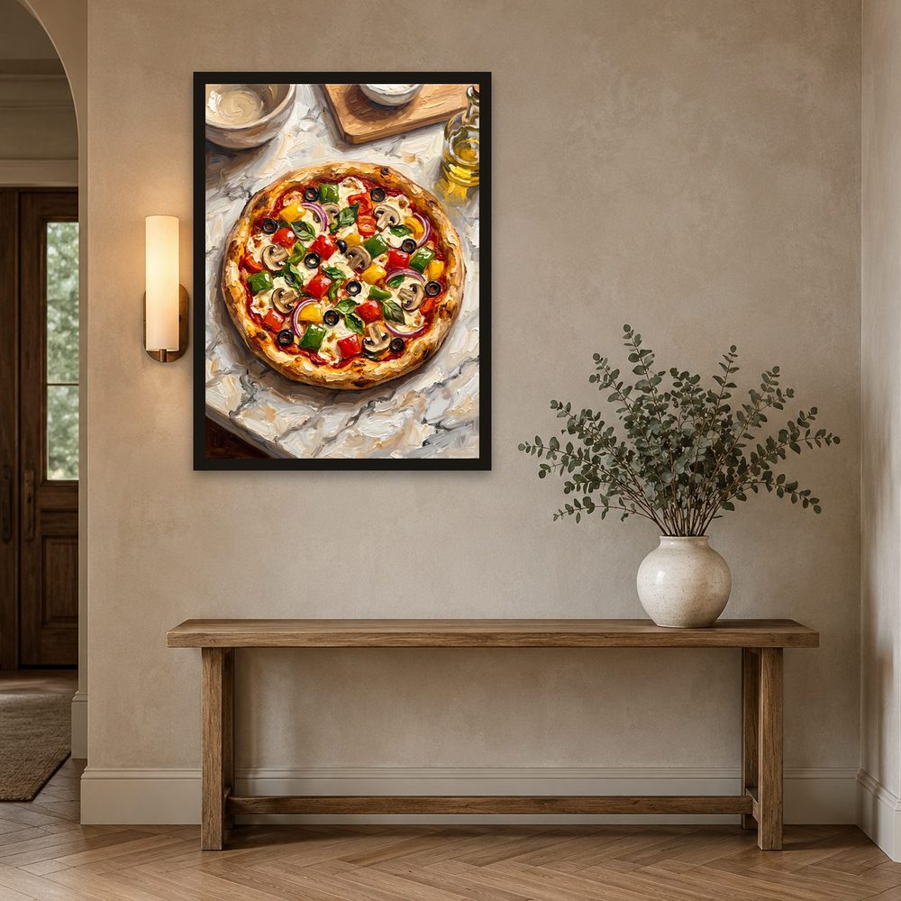 Veggie Pizza impasto oil painting wall art by Brunelvi — Ansicht 2