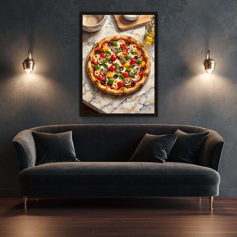 Veggie Pizza impasto oil painting wall art by Brunelvi — Ansicht 3