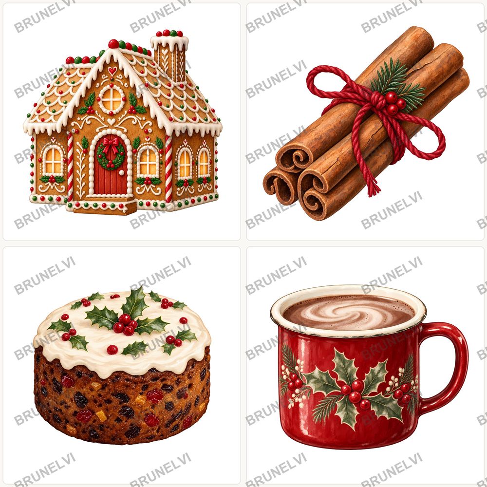 Vintage Christmas Baking Clipart Bundle — transparent clipart pngs clipart by Brunelvi — view 2
