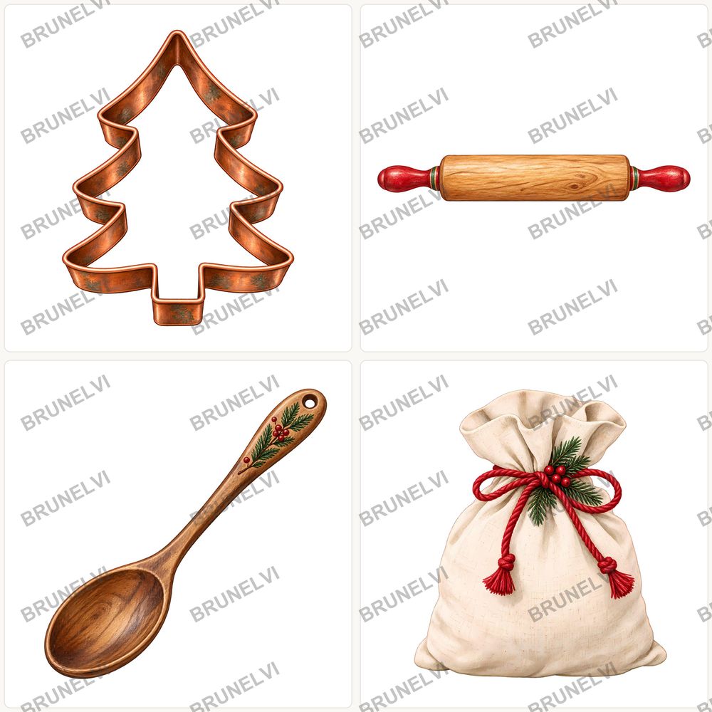 Vintage Christmas Baking Clipart Bundle — transparent clipart pngs clipart by Brunelvi — view 3