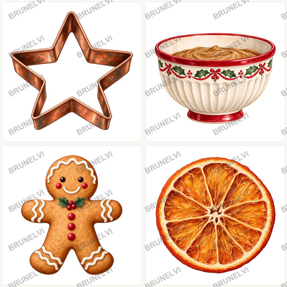 Vintage Christmas Baking Clipart Bundle — transparent clipart pngs clipart by Brunelvi — view 4