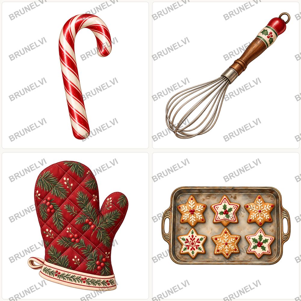 Vintage Christmas Baking Clipart Bundle — transparent clipart pngs clipart by Brunelvi — view 5