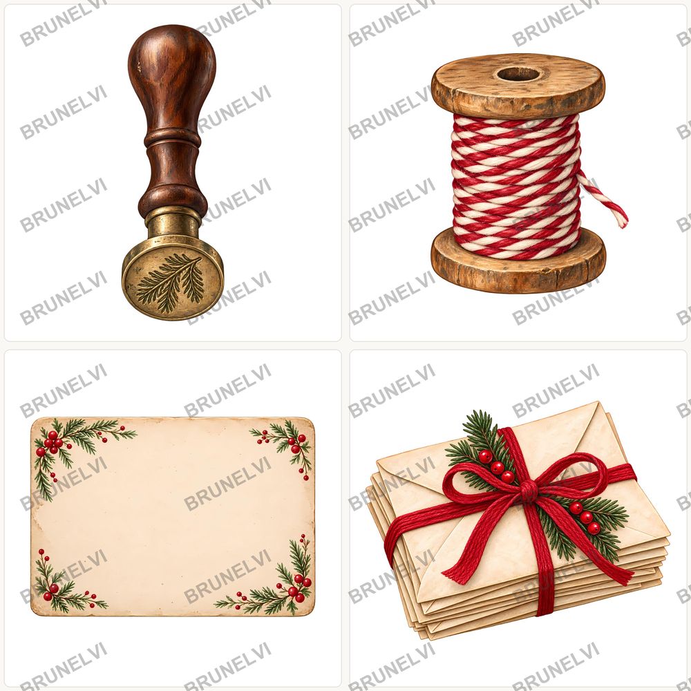 Vintage Christmas Ephemera Clipart Bundle — transparent clipart pngs clipart by Brunelvi — view 2
