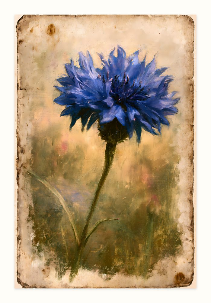 Vintage Cornflower vintage illustration wall art by Brunelvi