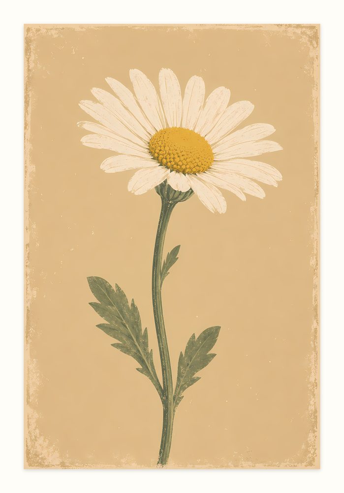 Vintage Daisy vintage illustration wall art by Brunelvi