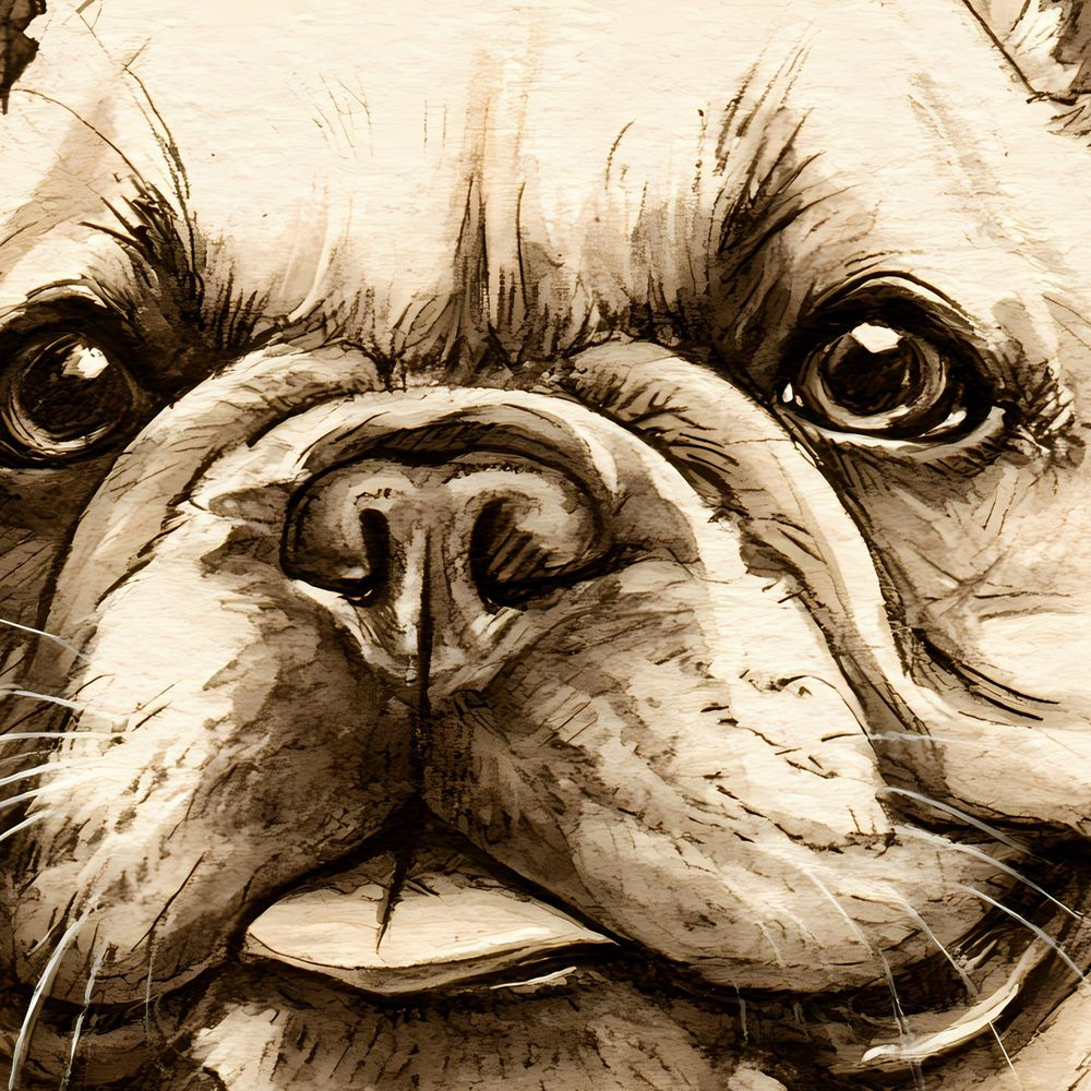 Vintage Frenchie Study — animals art print by Brunelvi — view 2