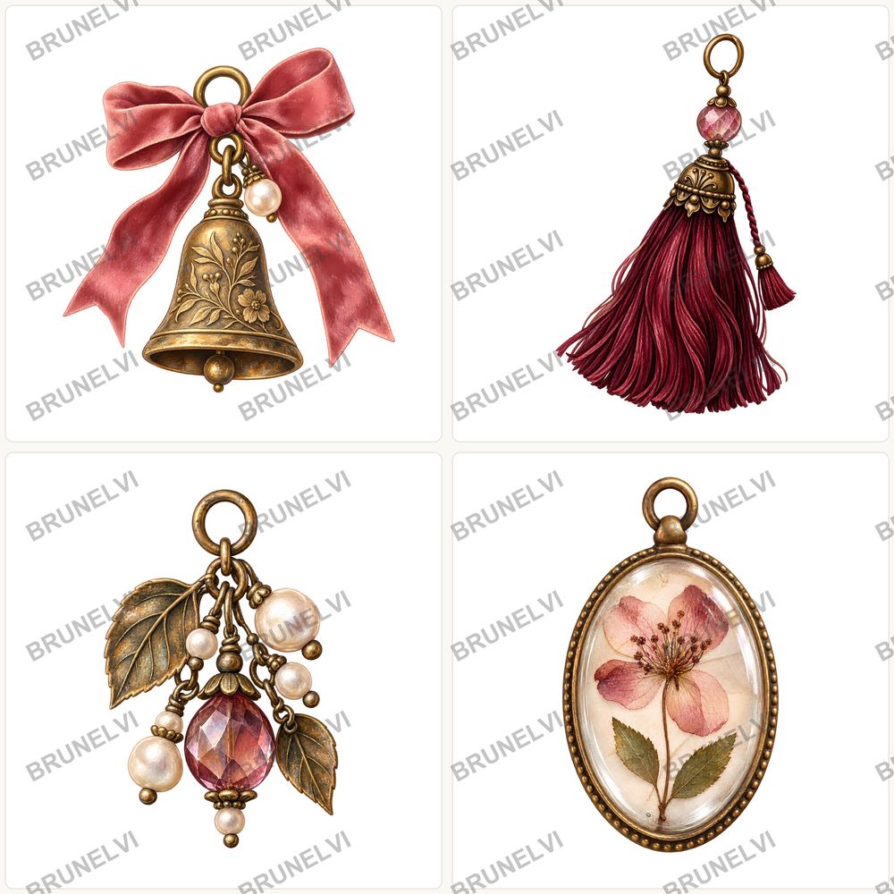 Vintage Journal Charm Clipart Bundle — transparent clipart pngs clipart by Brunelvi — view 3