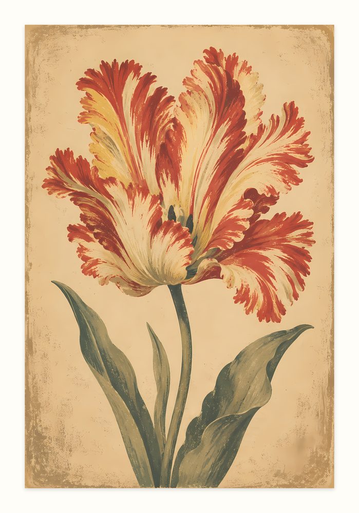 Vintage Tulip vintage illustration wall art by Brunelvi