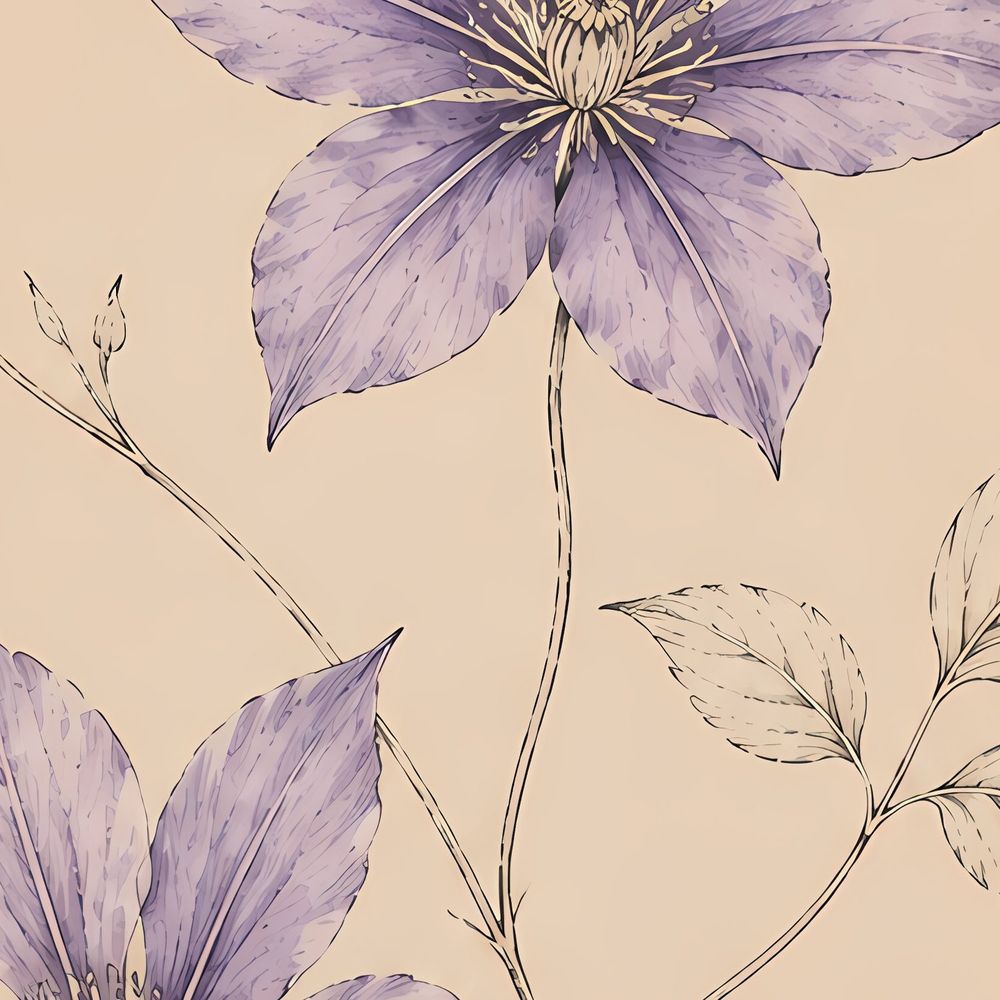 Violet Ink Clematis — florals wall art print by Brunelvi — view 2