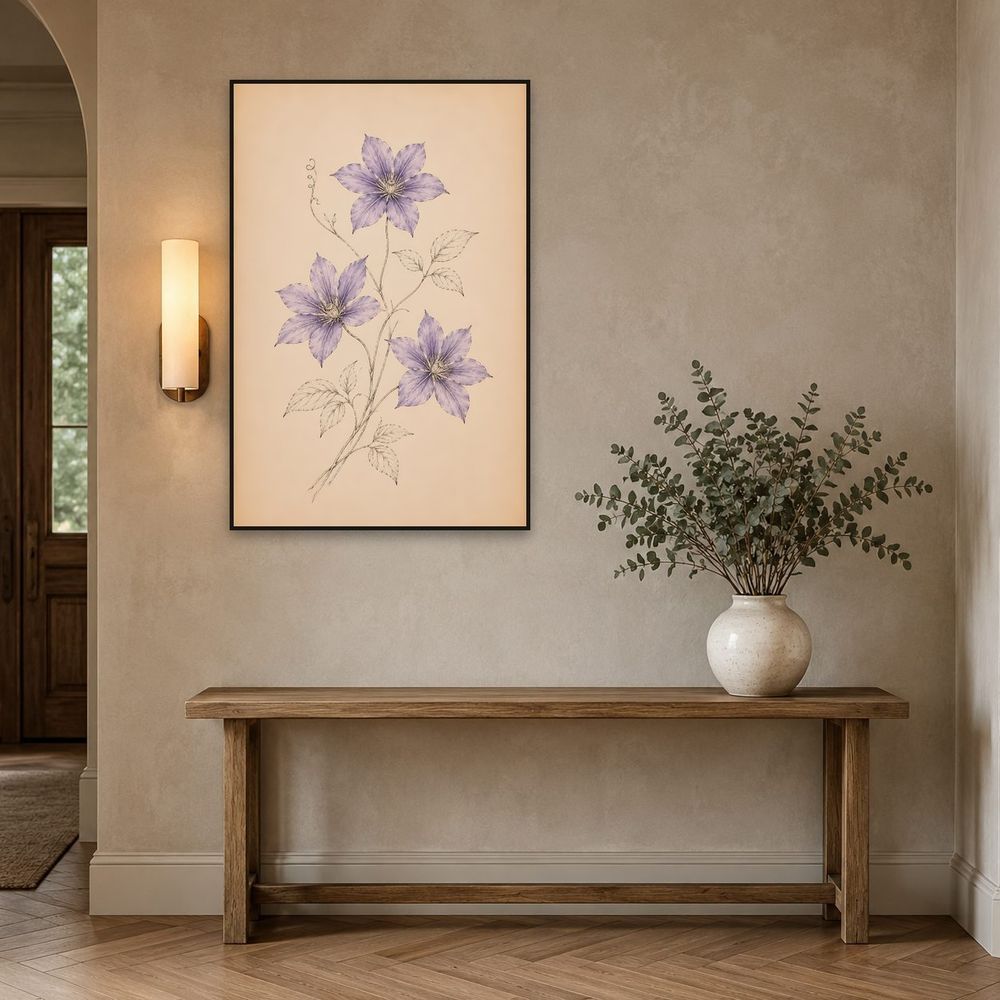 Violet Ink Clematis — florals wall art print by Brunelvi — view 3