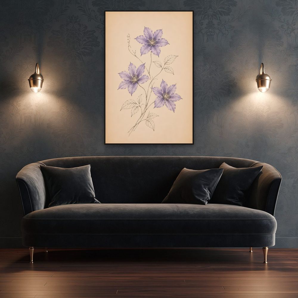 Violet Ink Clematis — florals wall art print by Brunelvi — view 4