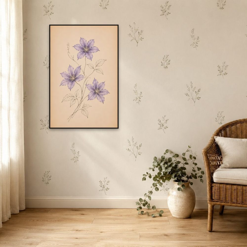 Violet Ink Clematis — florals wall art print by Brunelvi — view 5