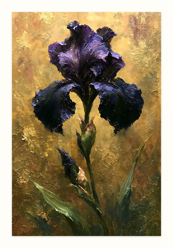 Violet Iris impasto oil painting wall art by Brunelvi