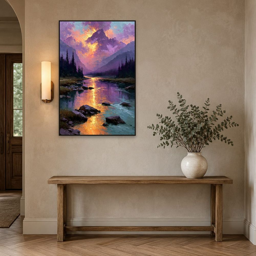 Violet Sunset River — landscapes wall art print by Brunelvi — view 3