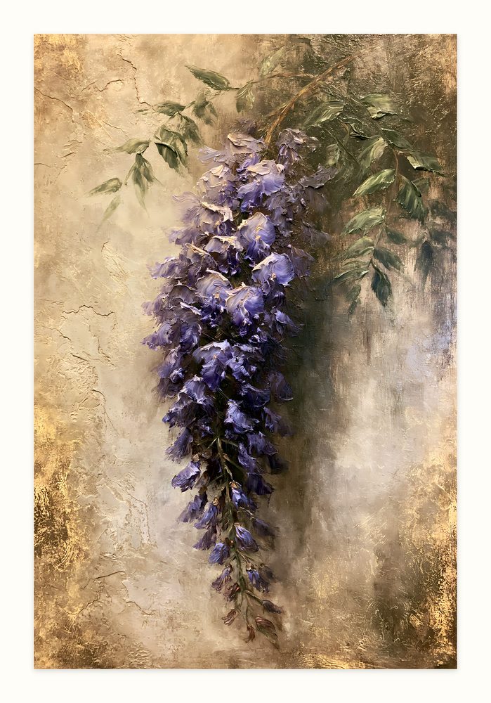 Violet Wisteria impasto oil painting wall art by Brunelvi