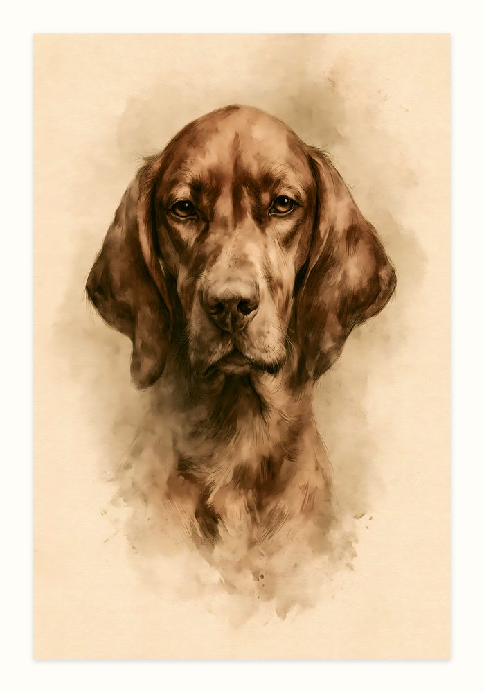 Vizsla vintage illustration wall art by Brunelvi