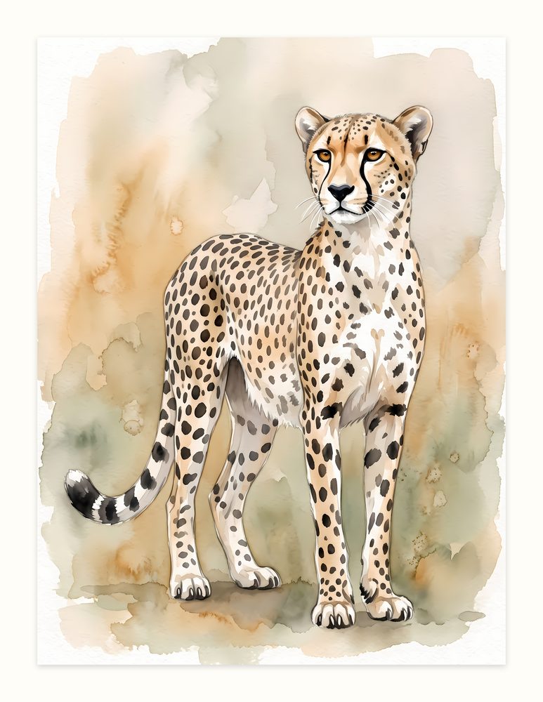 Watercolor Cheetah watercolor painting wall art by Brunelvi