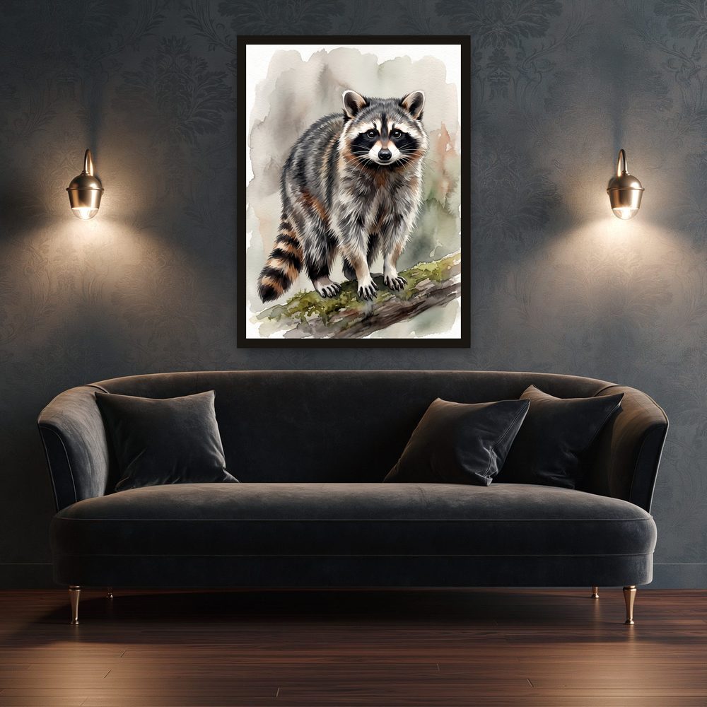 Watercolor Raccoon watercolor painting wall art by Brunelvi — Ansicht 3