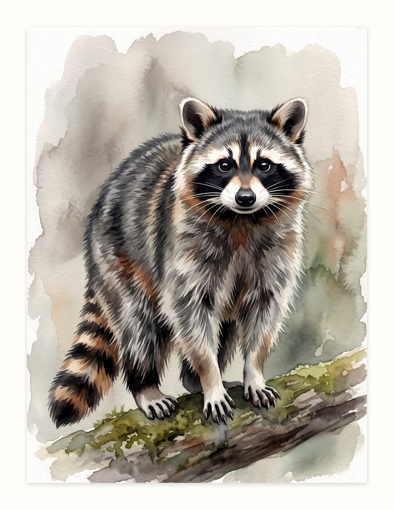 Watercolor Raccoon watercolor painting wall art by Brunelvi