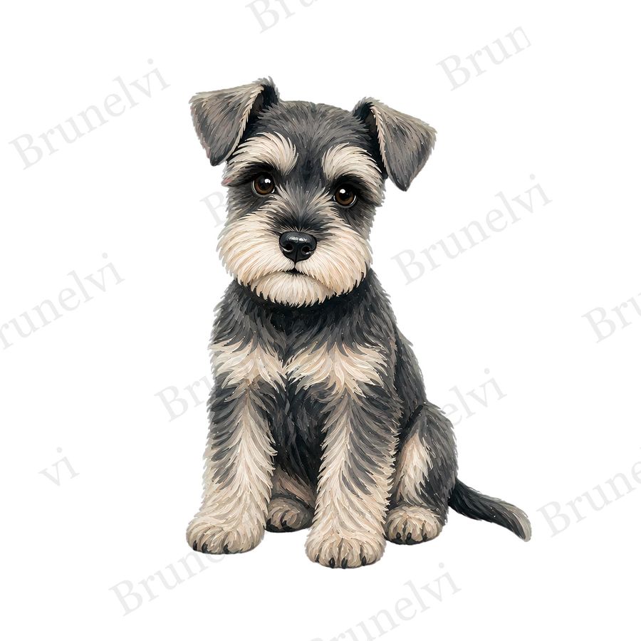 Watercolor Schnauzer Puppy Clipart — animal clipart clipart by Brunelvi