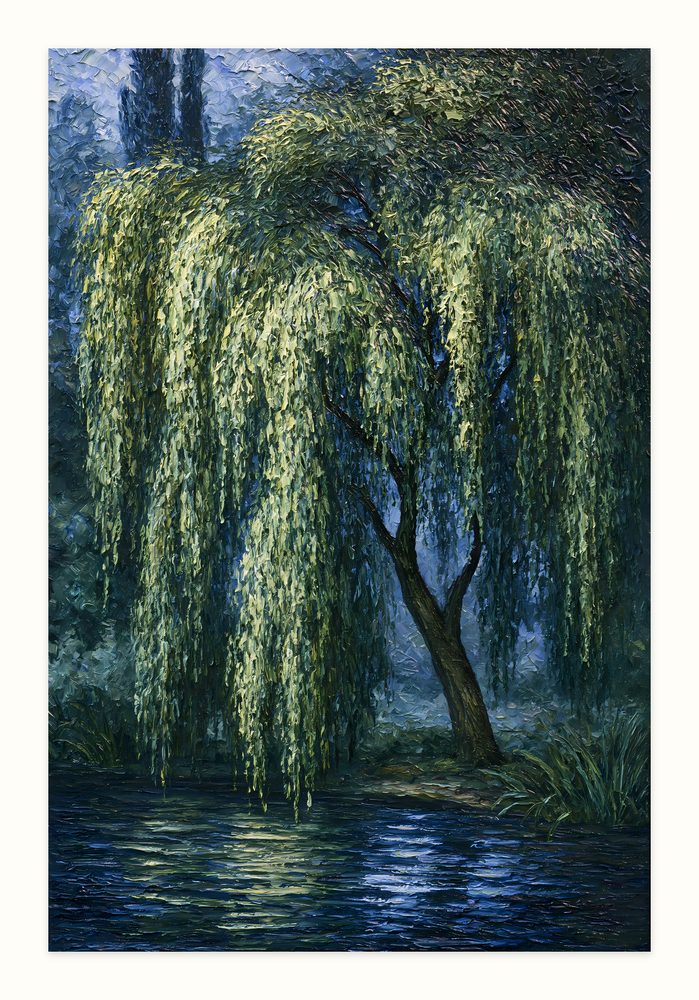 Weeping Willow impasto oil painting wall art by Brunelvi