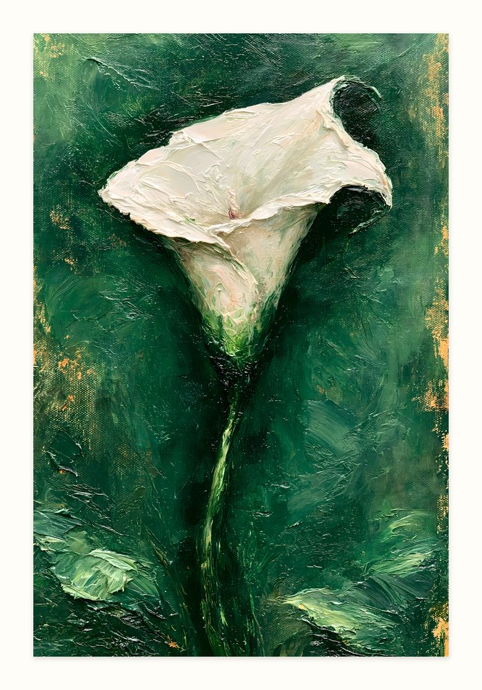 White Calla Lily impasto oil painting wall art by Brunelvi