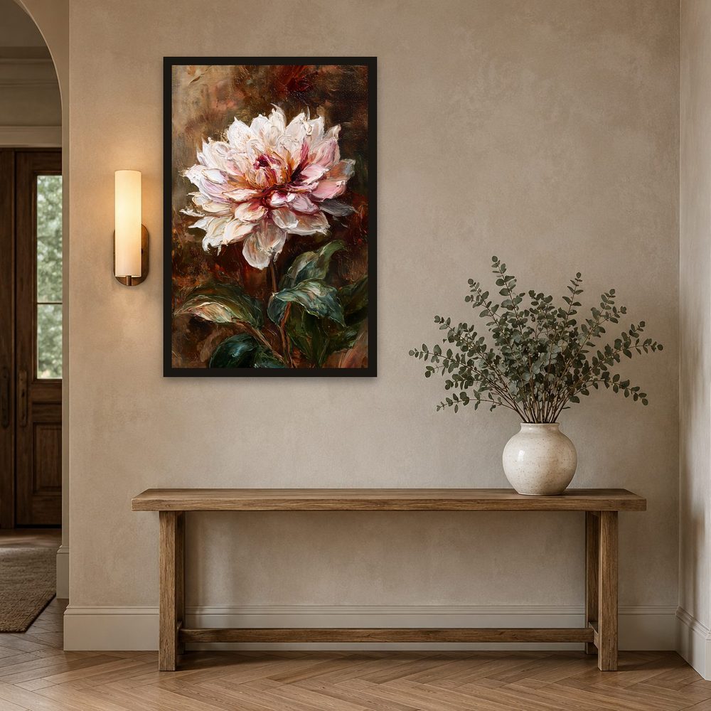 White Dahlia impasto oil painting wall art by Brunelvi — Ansicht 2