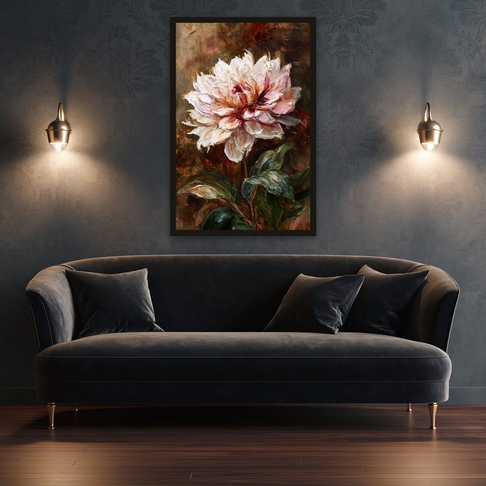 White Dahlia impasto oil painting wall art by Brunelvi — Ansicht 3