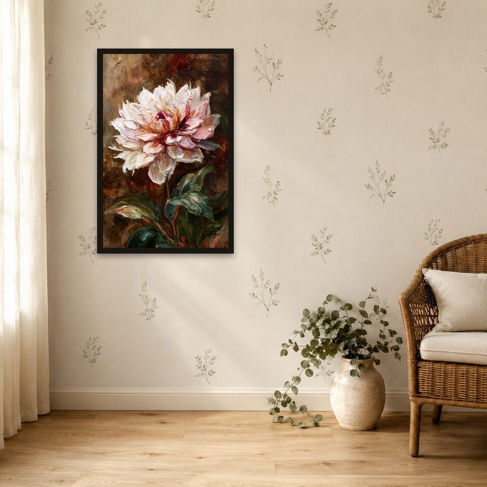 White Dahlia impasto oil painting wall art by Brunelvi — Ansicht 4