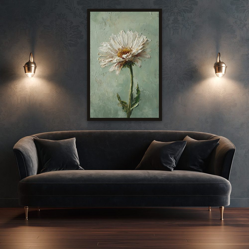 White Daisy impasto oil painting wall art by Brunelvi — Ansicht 3