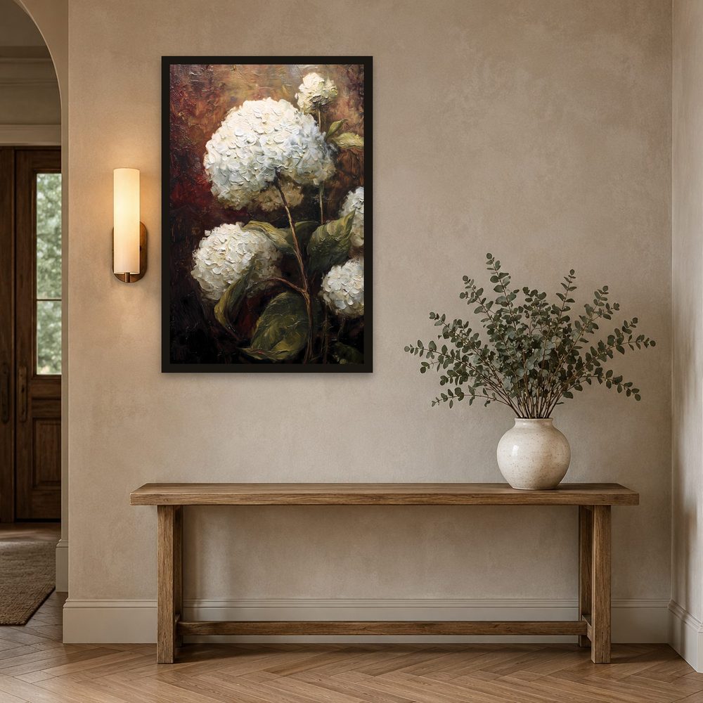 White Hydrangea impasto oil painting wall art by Brunelvi — Ansicht 2