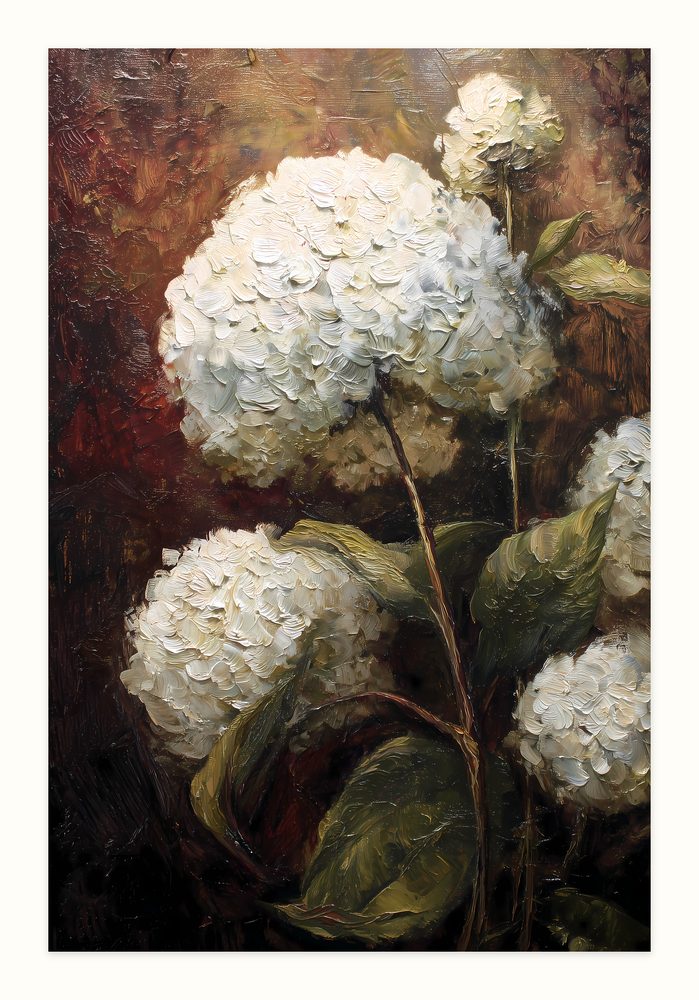 White Hydrangea impasto oil painting wall art by Brunelvi
