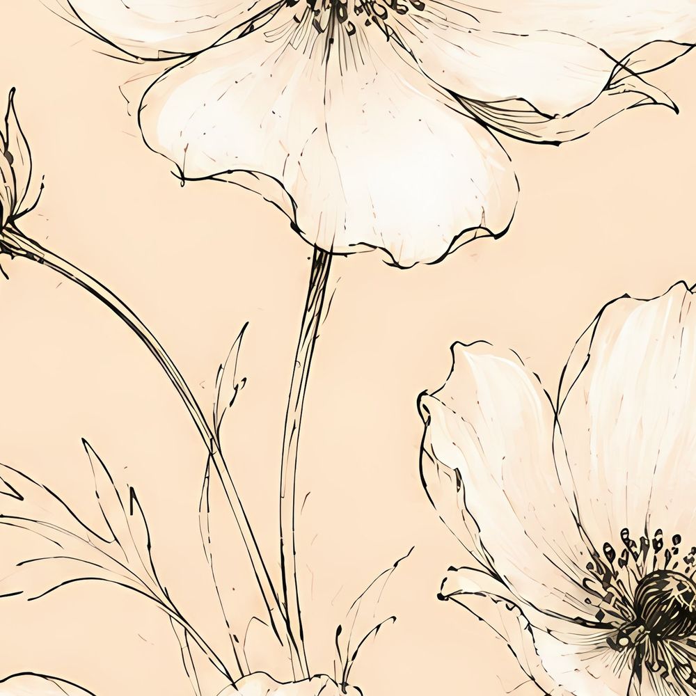 White Ink Anemones — florals wall art print by Brunelvi — view 2