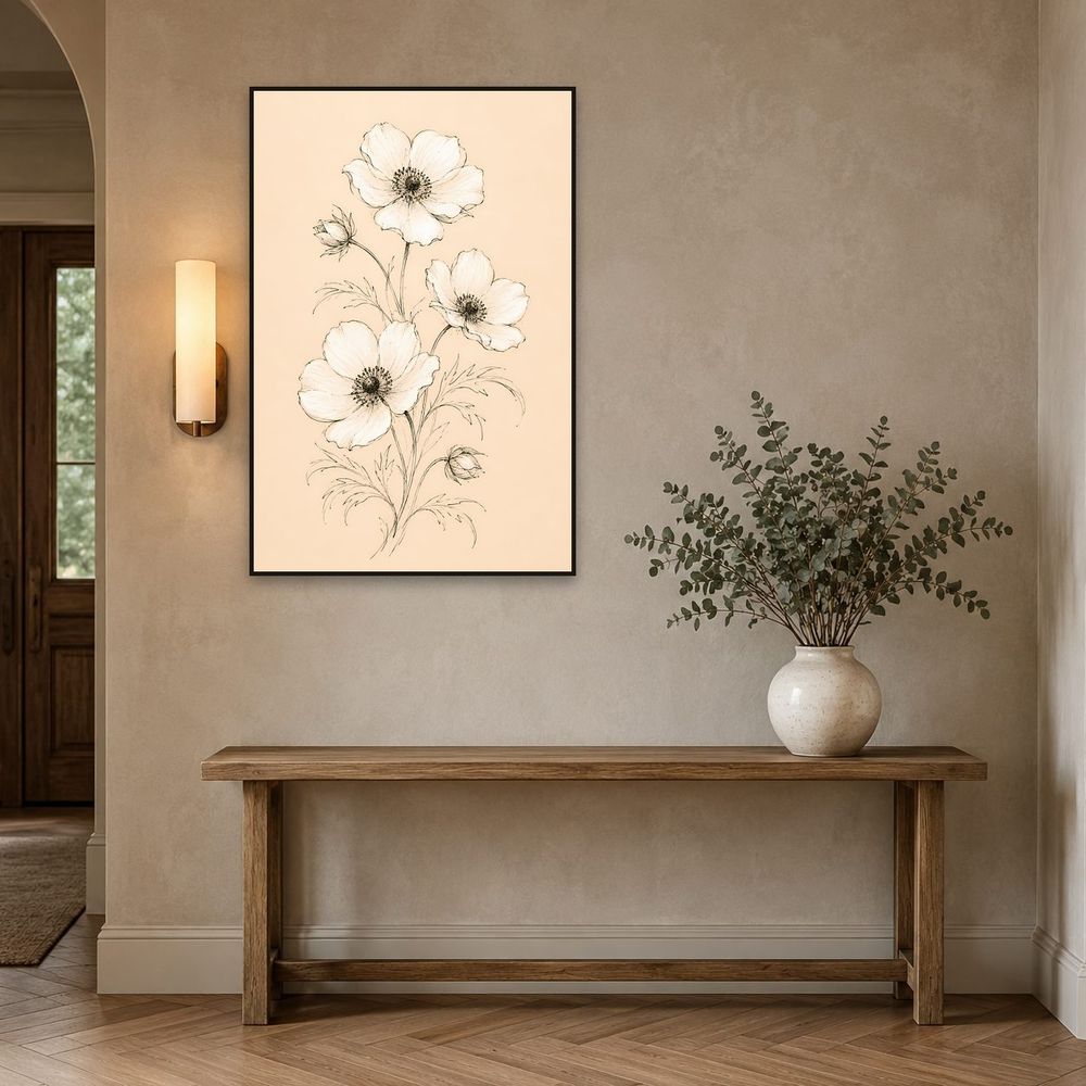 White Ink Anemones — florals wall art print by Brunelvi — view 3