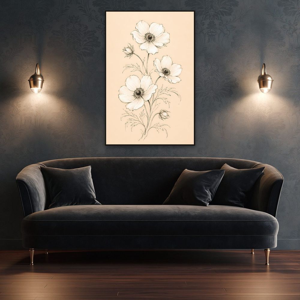 White Ink Anemones — florals wall art print by Brunelvi — view 4