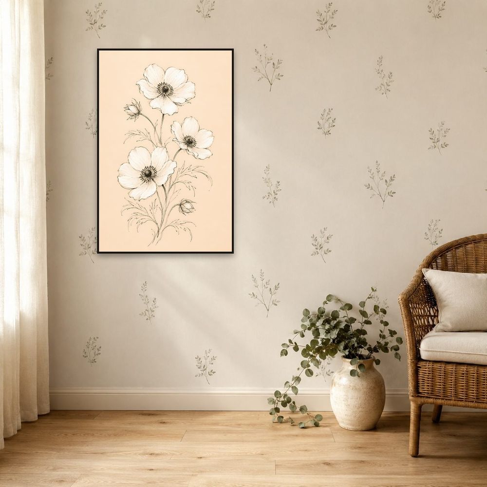 White Ink Anemones — florals wall art print by Brunelvi — view 5