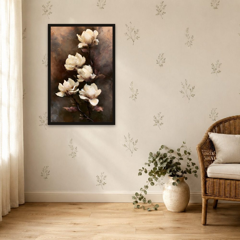 White Magnolia impasto oil painting wall art by Brunelvi — Ansicht 4