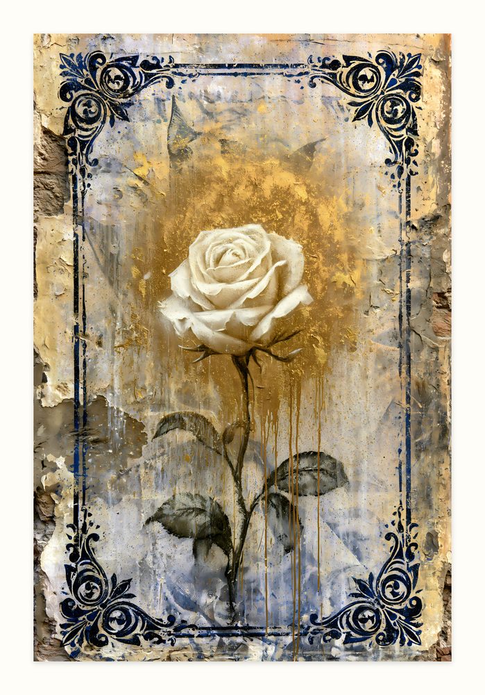 White Rose Street Art street art wall art by Brunelvi