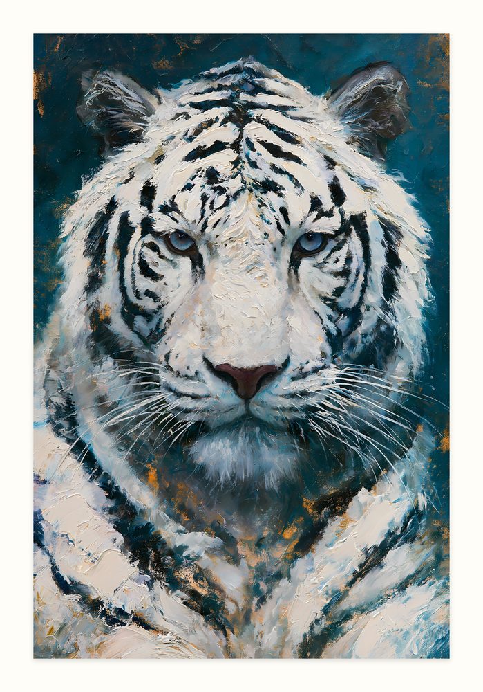 White Tiger impasto oil painting wall art by Brunelvi