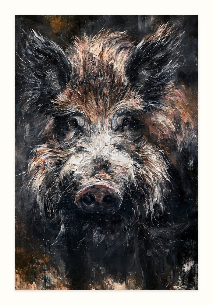 Wild Boar impasto oil painting wall art by Brunelvi