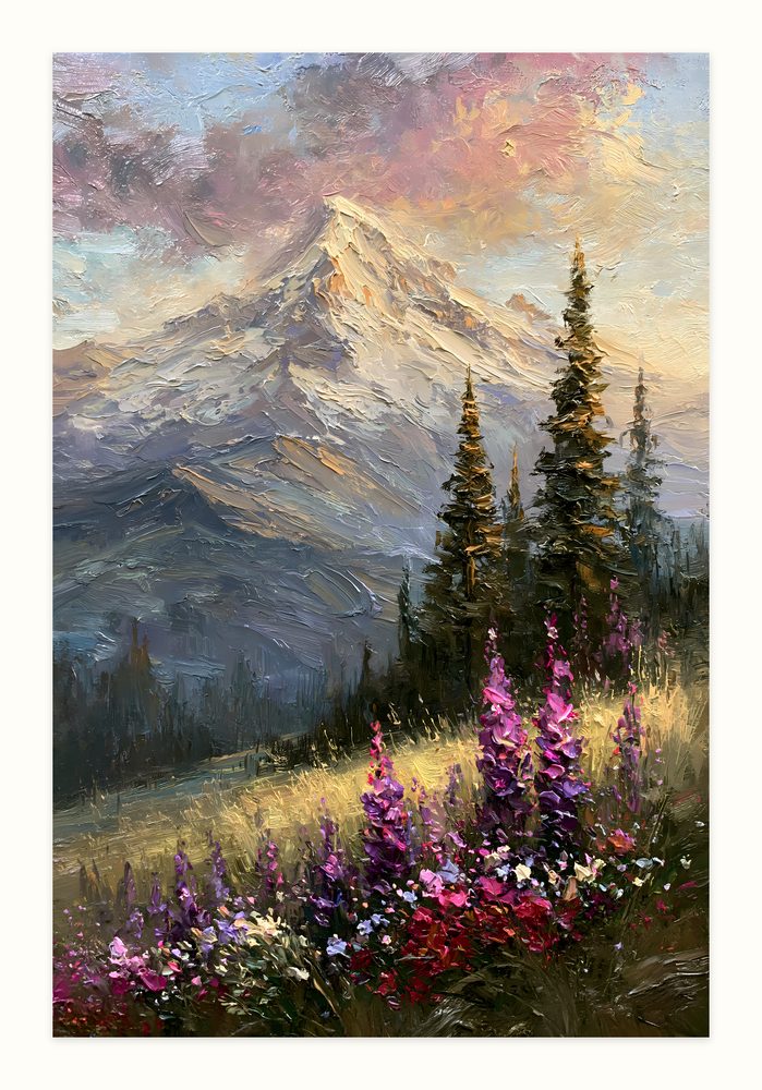 Wildflower Mountain II impasto oil painting wall art by Brunelvi