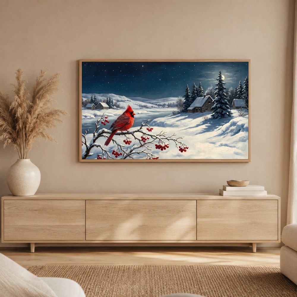 Winter Cardinal Twilight Frame TV Art — frame tv art frame tv art by Brunelvi — view 2