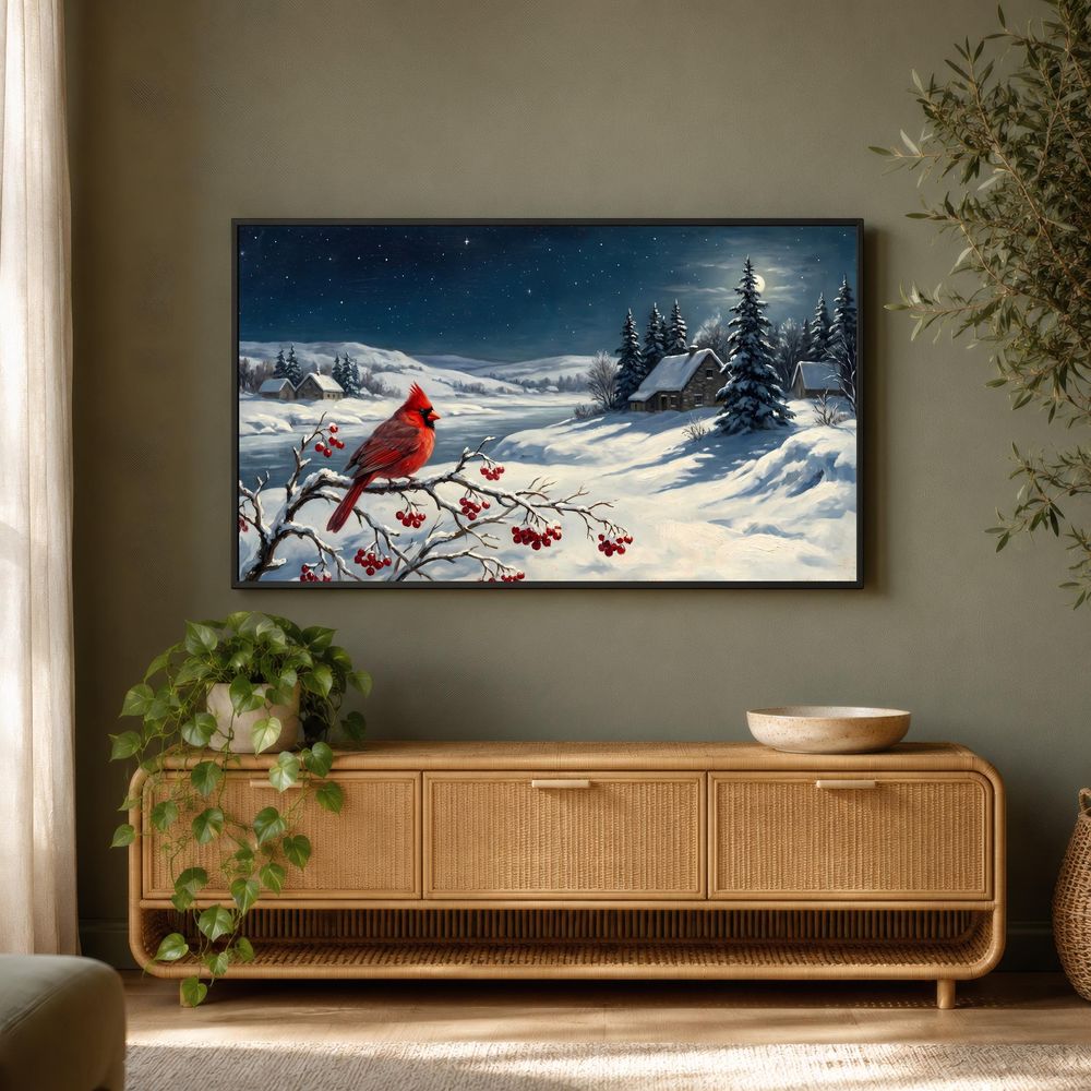 Winter Cardinal Twilight Frame TV Art — frame tv art frame tv art by Brunelvi — view 3