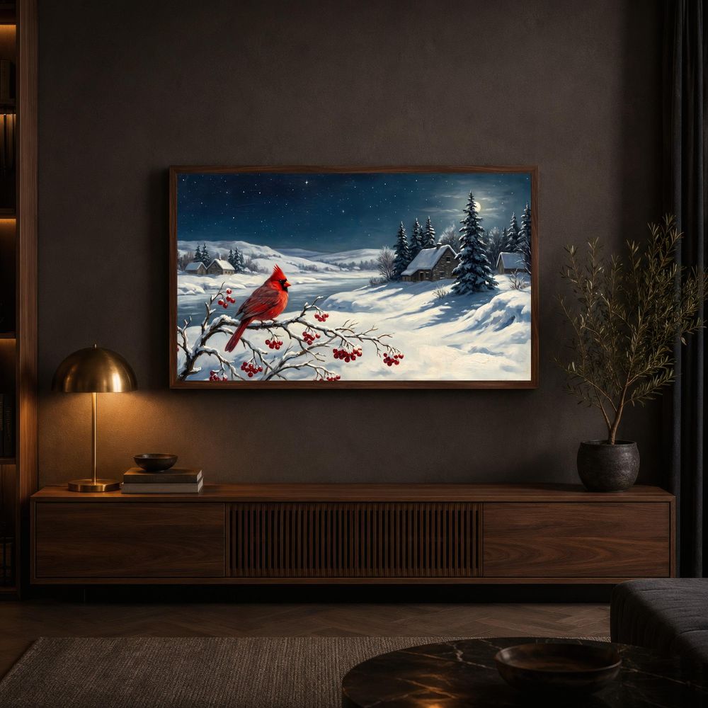 Winter Cardinal Twilight Frame TV Art — frame tv art frame tv art by Brunelvi — view 4