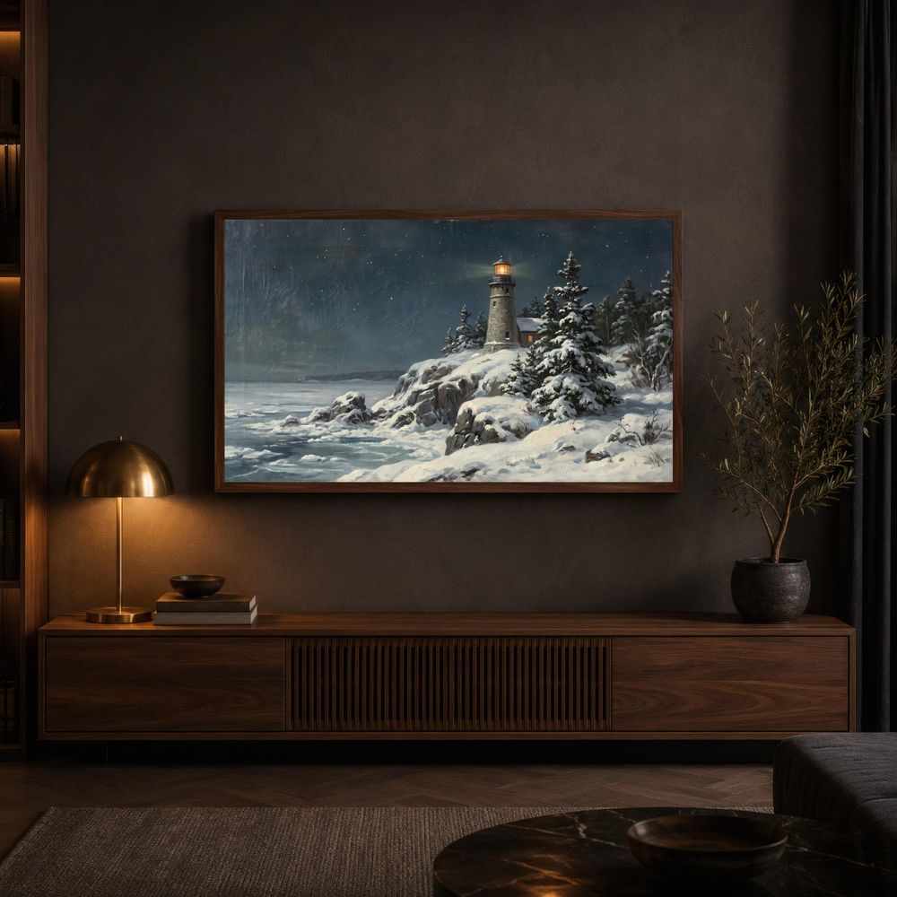 Winter Coastal Lighthouse Frame TV Art — frame tv art frame tv art by Brunelvi — view 4