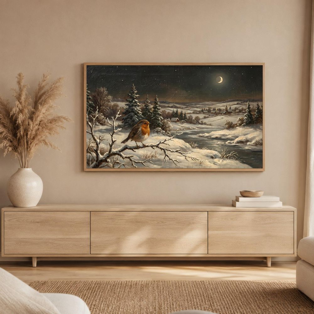 Winter Robin Sunset Creek Frame TV Art — frame tv art frame tv art by Brunelvi — view 2