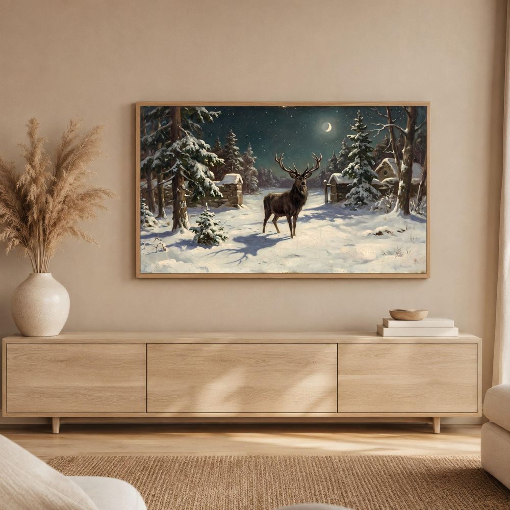 Winter Stag In Moonlight Frame TV Art — frame tv art frame tv art by Brunelvi — view 2
